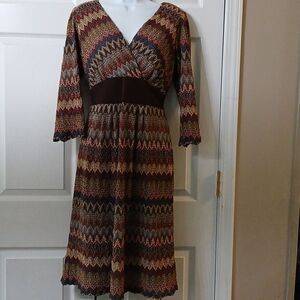 Rabbit Rabbit Rabbit chevron multicolor trendy fun date night dress Sz 12